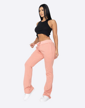 Load image into Gallery viewer, WOMEN FRENCH TERRY FLARE PANTS-DARK PINK
