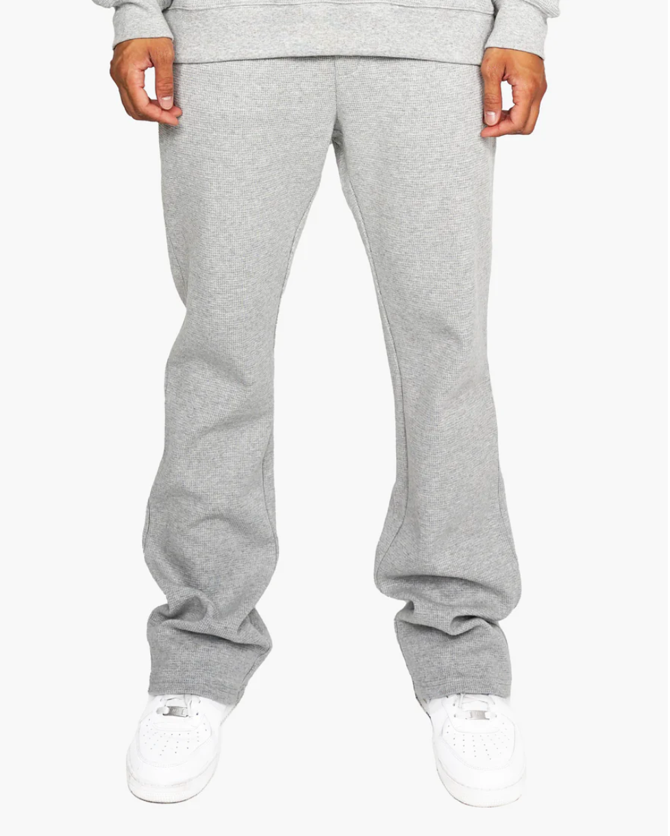 THERMAL FLARE PANTS-HEATHER GRAY